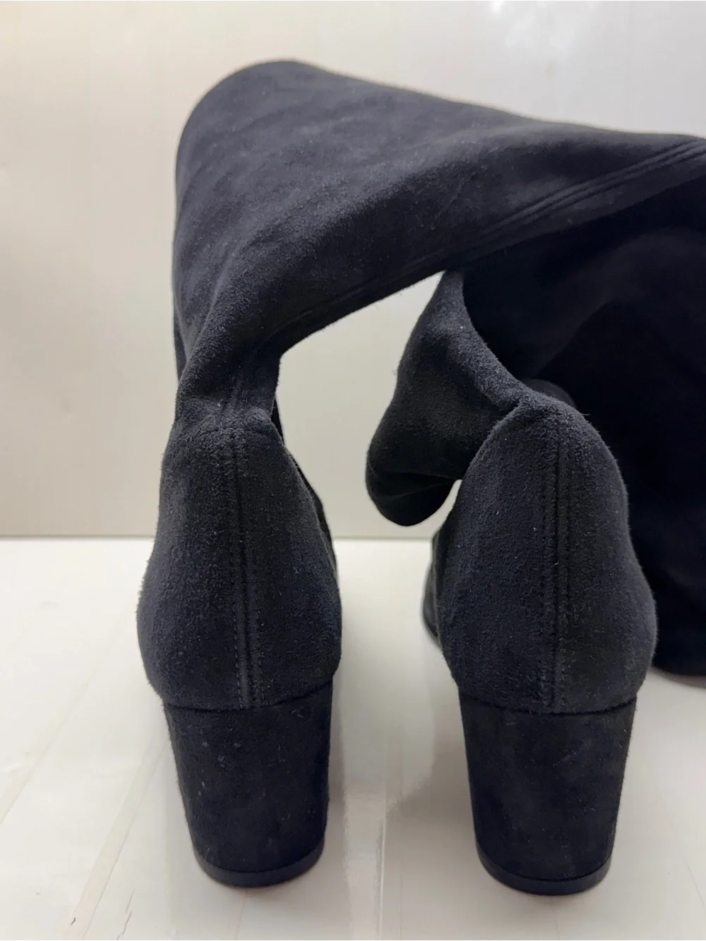 Stuart Weitzman Over The Knee Suede Chunky Heel Boot Black size 6.5 M